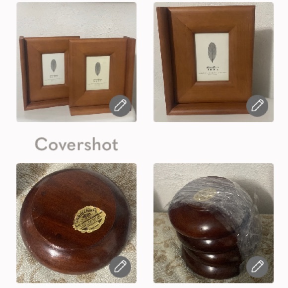 RARE Eddie Bauer photo frame-book ends 9.5x8.5”+Caribcraft Mahogany🥣5x1.75” - Picture 1 of 15